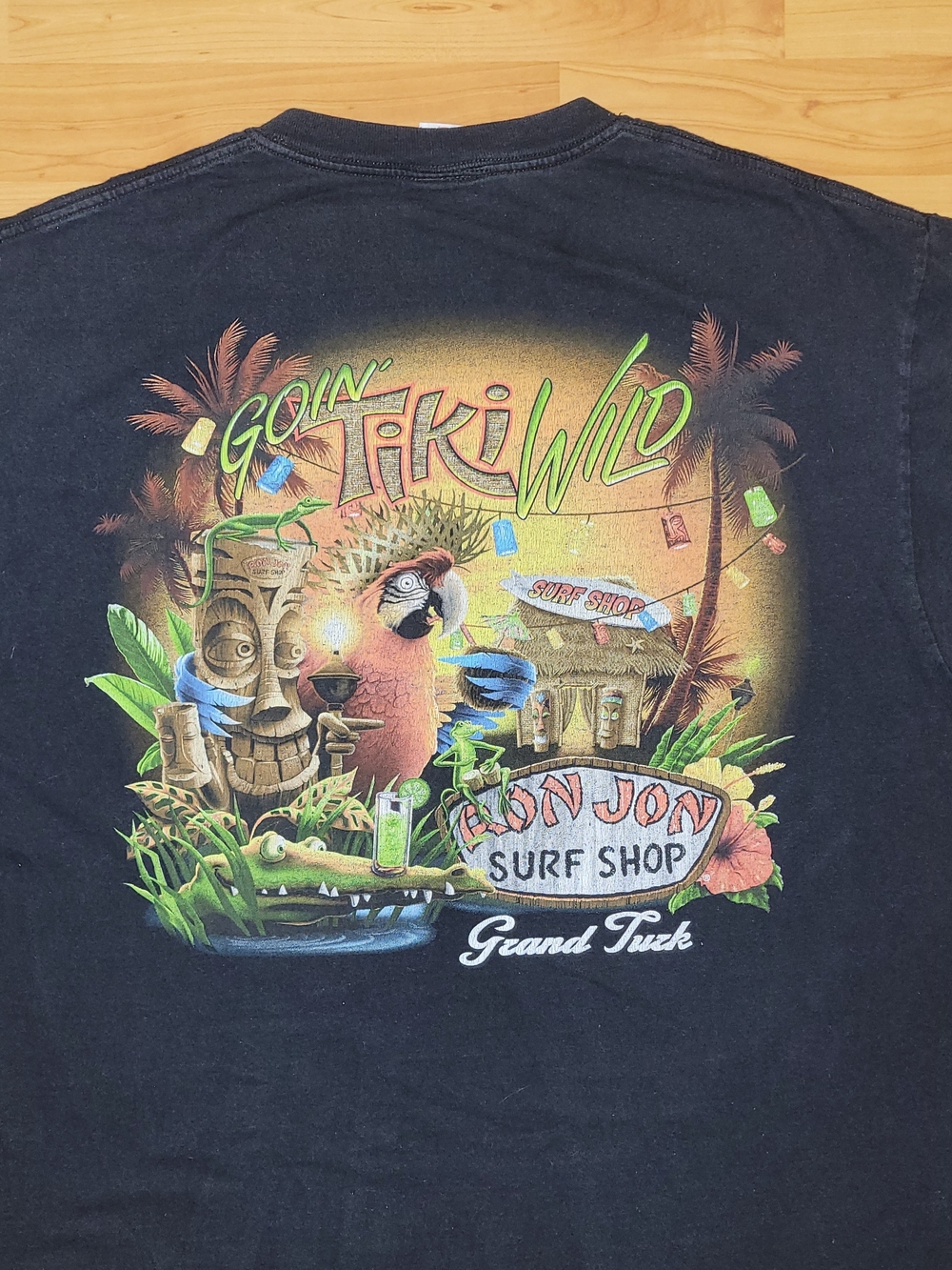 Ron Jon Surf Shop Shirt Men Large Tropical Parrot Goin Tiki Wild Vtg Grand Turk